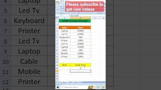 How to use SUMIF function in Excel #shorts #viral #ytshorts #shortsvideo