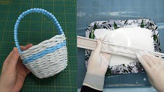 How to Make a Newspaper Basket - Weaving basket by Newspaper