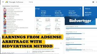 My First Earnings with Adsense arbitrage and Bidvertiser ads network