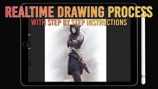 FULL LENGTH Drawing process - Almost real time with step instructions