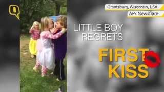 4-Year-Old Boy Gets Kissed, Wipes his Mouth Later