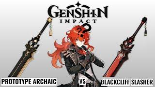Prototype Archaic VS Blackcliff Slasher for Diluc?! - Quick Comparison - Genshin Impact