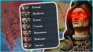 All Of Balkans & Poland In 10 YEARS! Easy World Conquest EU4 Hungary Guide