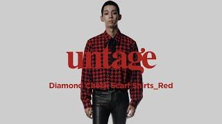 언티지 다이아몬드 체크 스카프 리본 셔츠 / UNTAGE DIAMOND CHECK SCARF RIBBON SHIRTS RED