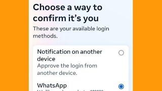 Facebook Login Problem || Fix Choose a way to confirm it's you WhatsApp ,Text message & backup Code