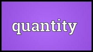 Quantity Meaning