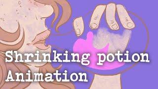 Alice drinks a shrinking potion animation