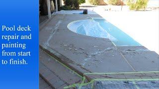 Repairs and painting concrete pool deck.