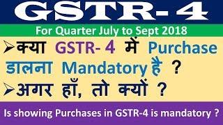 Is Showing Purchases in GSTR 4 mandatory ? क्या GSTR- 4 में Purchase डालना Mandatory है ?