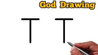 How to draw God from letter TT | Easy God drawing step by step | ganeshji drawing