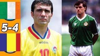 Ireland 0-0 (5x4) Romania world cup 1990 | Full highlight | 1080p HD | Hagi | Romanian Commentary