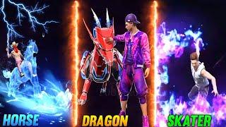 HORSE ANIMATION VS DRAGON ANIMATION VS CYCLONE SKATER ANIMATION | FREE FIRE UPCOMING NEW ANIMATION