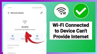 Fix! Wi-Fi Connected to Device Can't Provide Internet || Wifi Connected But not Providing Internet