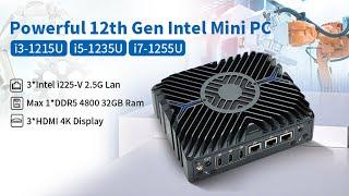 Powerful 12th Gen Intel Mini PC with 3* Intel 2.5G LAN 3*HDMI 4K Display