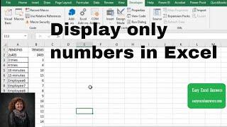 Display only numbers in Excel