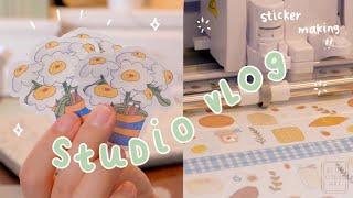 Studio Vlog ️ Making Stickers, Packing Coasters, Relaxing Studio Vlog!!