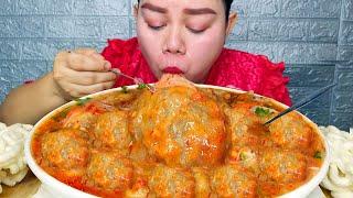 bakso tahu pake soun,bakso sapi telur full tetelan sapi sambal pedas satu mangkok Mukbang