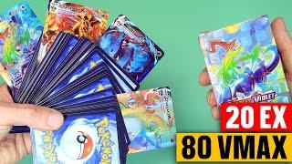 80 VMAX Pokemon Cards Opening + 20 EX - Fake Cards from Aliexpress