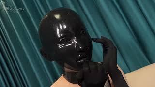 Black doll-face full-black silicone mask曦曦开箱试戴黑色娃娃脸全黑硅胶头套