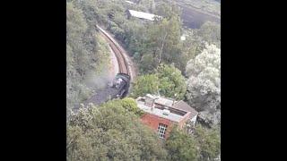 Steam Railtour passes under Larpool Viaduct, Whitby