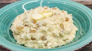 The perfect BREAKFAST! Millet porridge with cottage cheese and raisins