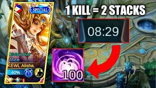 BUFF ALICE IS HERE!! 100 STACKS IN 8 MINUTES!? FASTEST RECORD IN OFFLANE!! ENEMY SHOCKED!!