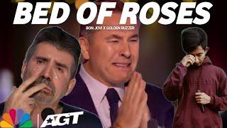 Golden Buzzer: Simon Cowell Crying To Hear The Song Bed Of Roses Homeless On The Big World Stage