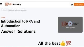 Ui Path Academy  || Introduction to RPA and Automation || Solutions || RPA