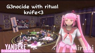 G3nocide ending with only ritu4l kn1fe (ASMR) - Yandere Simulator