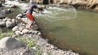 Menjala ikan di sungai kecil pakai jala 2inci