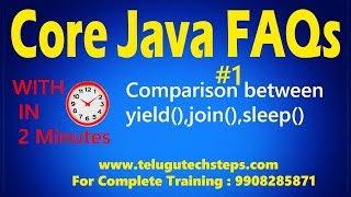 Java Tutorials for Beginners in Telugu, Comparison between  yield(),join(),sleep() |Multi threading