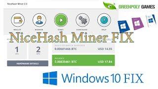 NiceHash Miner windows 10 Fix Working 100%