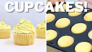 FLUFFY Vanilla Cupcakes! How to make classic MELT-IN-YOUR-MOUTH cupcakes