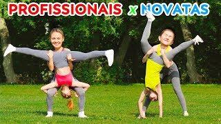 DESAFIO ACROBÁTICO IMPOSSÍVEL! PROFISSIONAIS x NOVATAS Gire a Roda Misteriosa |Truques de Ginástica