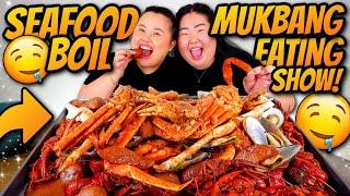 Giant King Crab Seafood Boil + Giant Shrimp + Snow Crab + Mussels + Sausage Mukbang 먹방 Eating Show!