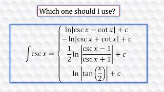 Why the integral of csc x has 'different' solutions