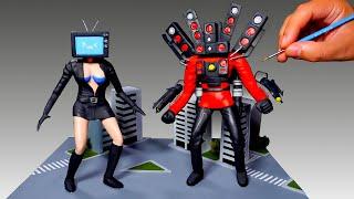 Making TV WOMAN & TITAN SPEAKERMAN UPGRADED with Polymer Clay [ Skibidi Toilet ]