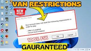 VAN Restrictions Valorant Secure boot failure Error Fix