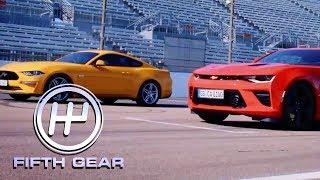Ford Mustang V8 GT VS Chevrolet Camaro V8 - The Drag Race! | Fifth Gear