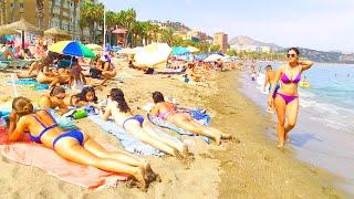 Costa del Sol Beach Walk [Spain 4K] La Malagueta Malaga City