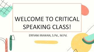 Introduction to the course | Critical Speaking | Lecture