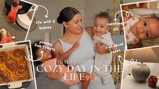 A DAY IN THE LIFE OF A YOUNG MOM| fall baking & decor + cozy vibes +teething baby & toddler tantrums