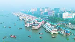 Aerial Drone Video of Sadarghat Launch Terminal