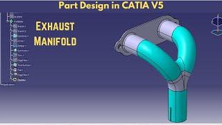 exhaust manifold design in CATIA V5 | Part design & Wireframe Surface Design | CAD359
