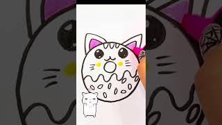 How to Draw a Cute Donut Kitten | Drawing coloring book