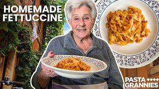 99yr old Rina makes delicious fettuccine | Pasta Grannies