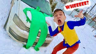 Green Man tried to steal Car Nissan Cedric but disappeared VS Mr. Joe video for kids