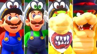 Super Mario Odyssey - Mario vs Luigi vs Bowser Jr vs Bowser (Splitscreen Race) Full Game Walkthrough