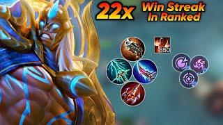 ALDOUS 1 HIT BUILD FULL DAMAGE 650 STACK PERFECT WIN STREAK 22 TIMES ALDOUS BEST BUILD 2024