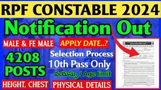 RPF Constable Notification 2024 Released I RPF Constable Recruitment 2024 I Notification out